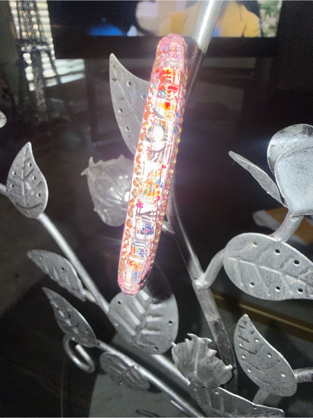 Pink Rhinestone Bangle Bracelet - Picture 5 of 13